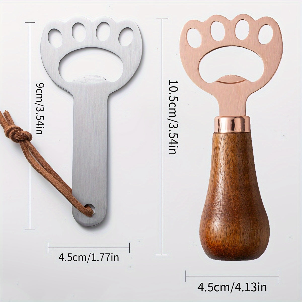 1pc Cat claw beer opener with wooden handle, stainless steel.