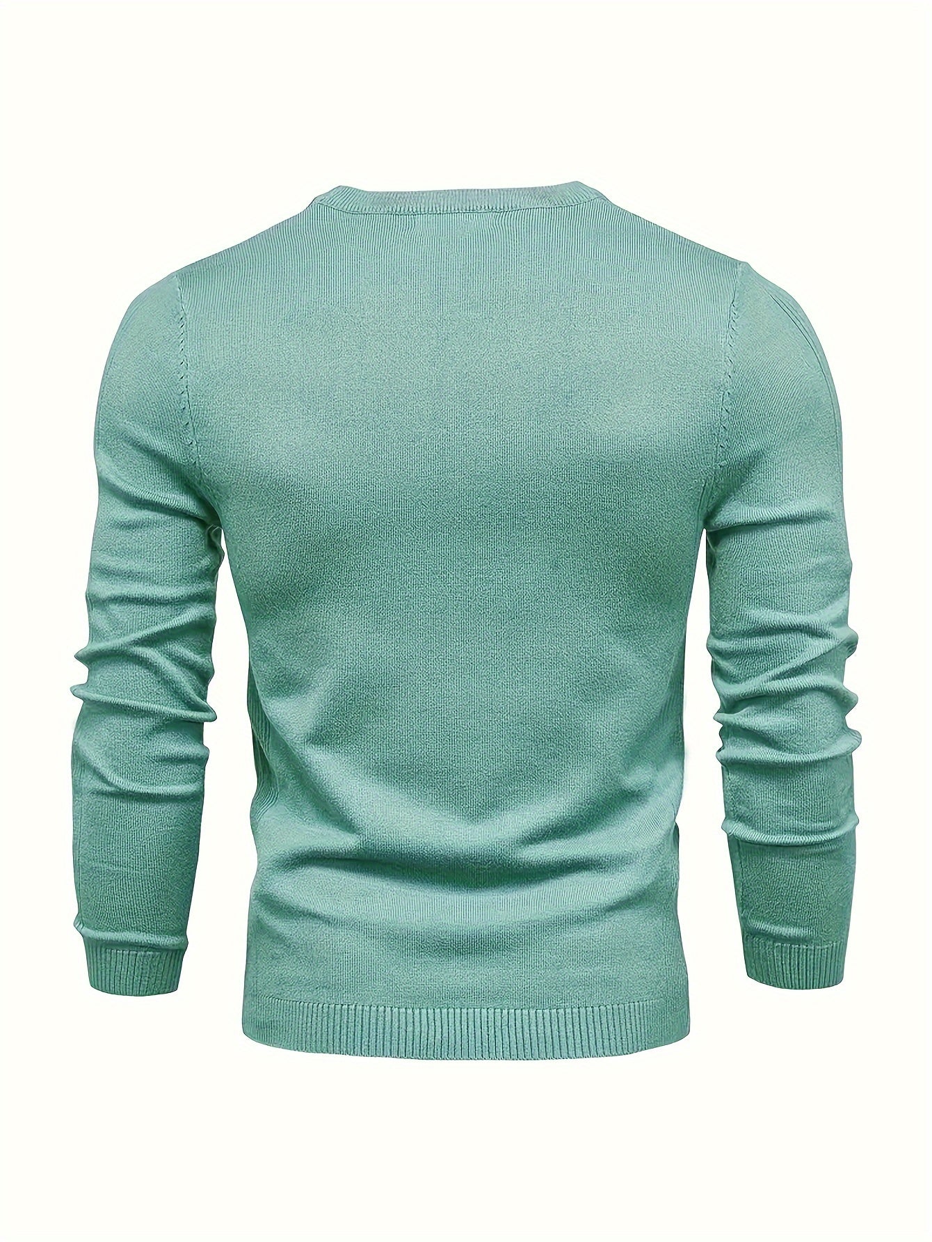 2024 Men's Solid Color Round Neck Pullover Knitted Sweater