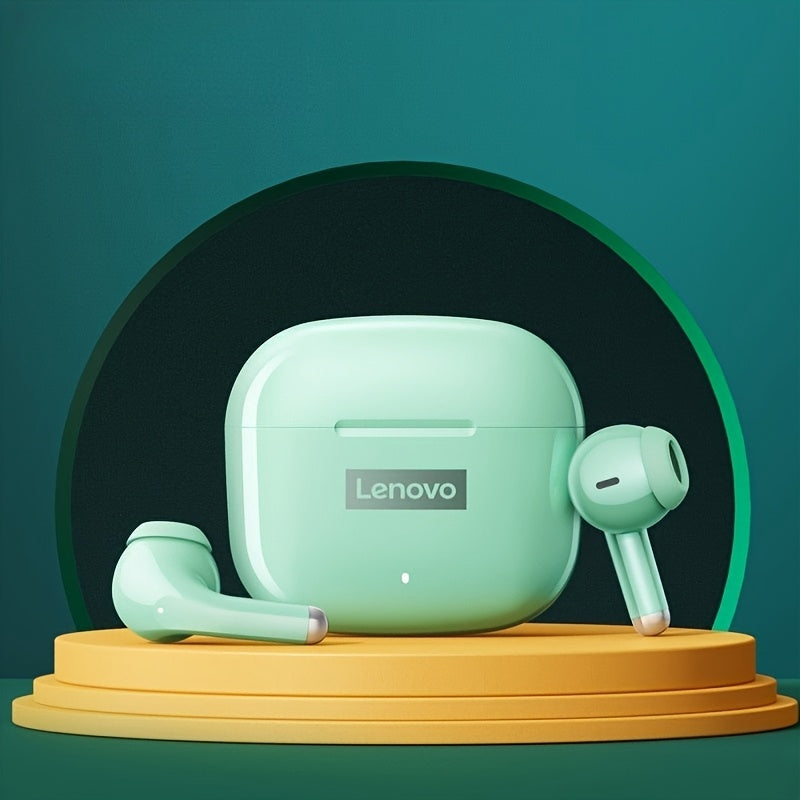 2025 Lenovo LP40 Pro Wireless Earphones with compact design, clear calls, and volume control. Features a condenser microphone, rechargeable battery, and Type-C port charging. Suitable for