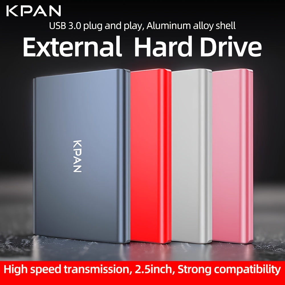 KPAN Portable USB 3.0 External Hard Drive for high-speed data transfer, large capacity (1TB/500GB/320GB), compatible with PCs, laptops, smartphones & more.