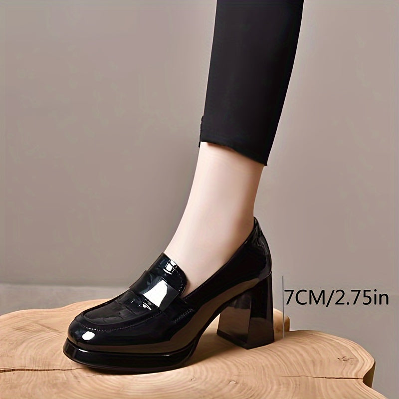 Women's Solid Color Block Heels and Stylish Black Dress Pumps.