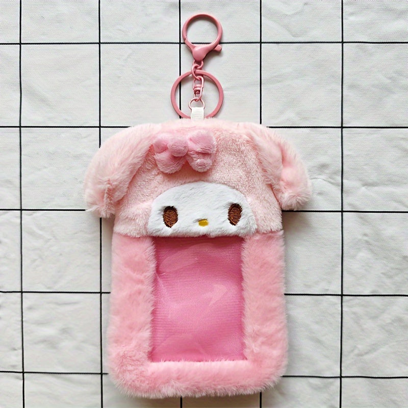 [Customer Favorite] Adorable SANRIO Plush Keychain Holder - Made with Long-Lasting Faux Fur, Cartoon-Inspired Clip-On for Safeguarding Commuter Passes, Perfect for Collectors and Anime Fans