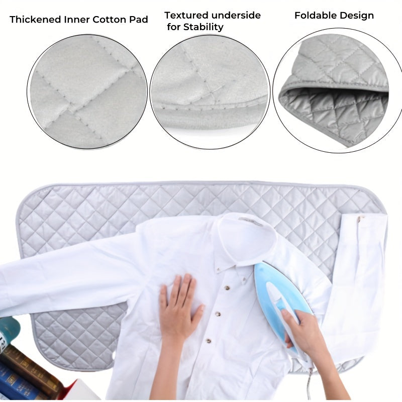 Portable Ironing Mat with Plaid Pattern, 2-Pack - Made with Thickened Heat-Resistant PC Material, Foldable Design with Finger Loop, Ideal for Travel and Home Use - No Electricity Required