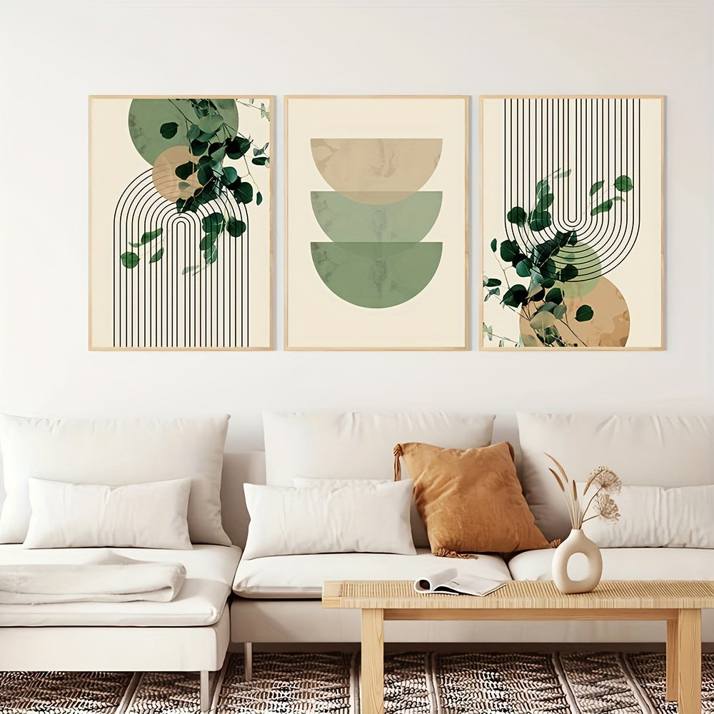 Boho Green Plant Eucalyptus Leaf Poster- Retro Canvas Print for Modern Wall Decor in Living Room