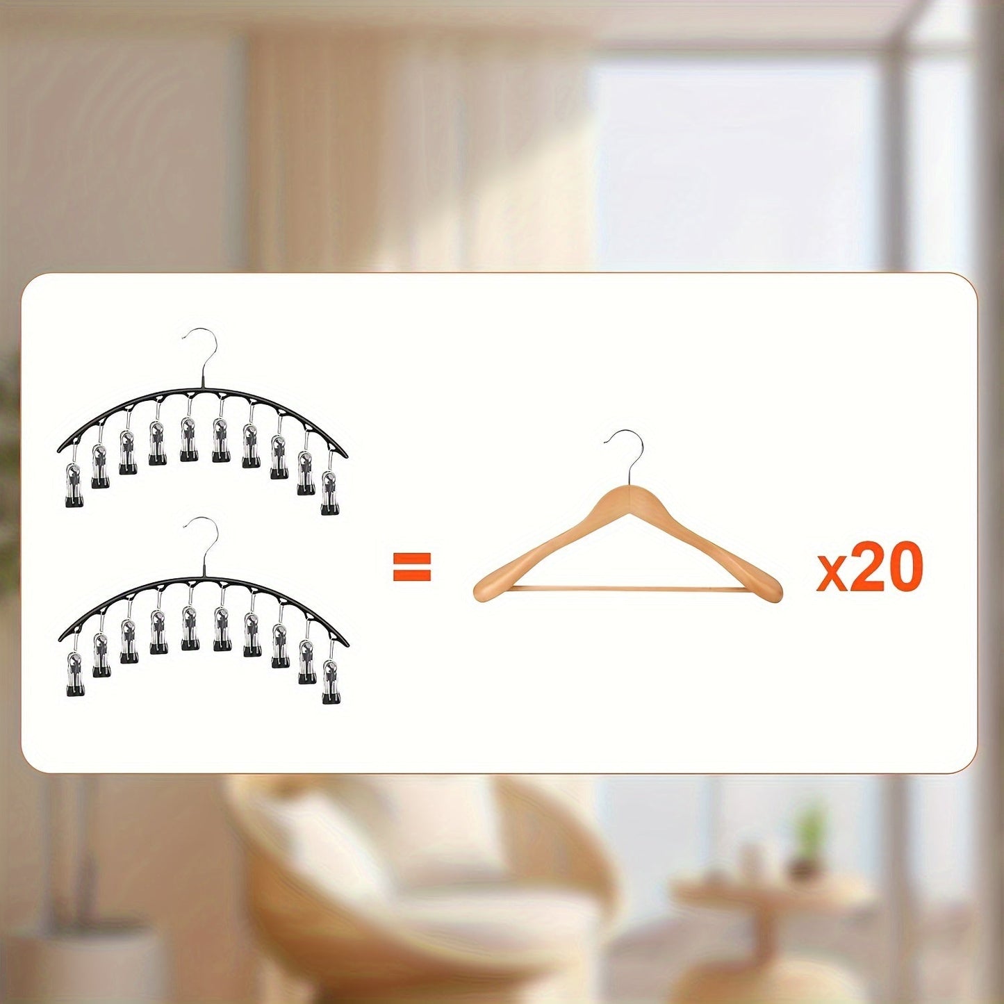 10-Pack of Curved Hangers with Clips - Ideal for Hanging Pants, Leggings, Ties, Scarves, and Hats - Organize and Save Space in Your Closet, Bedroom, Bathroom, Wardrobe, Dorm Room, or While Traveling