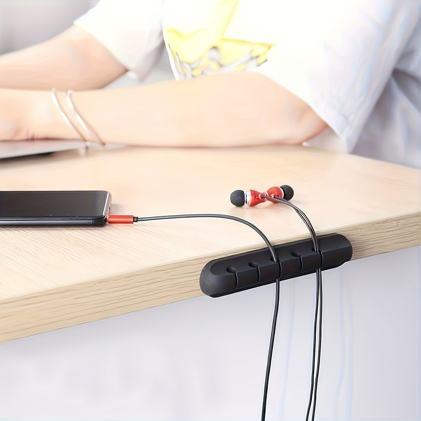 Silicone Cable Organizer Clips for Desk Cord Management, Office Supplies, Data Lines, and Mouse Cables.