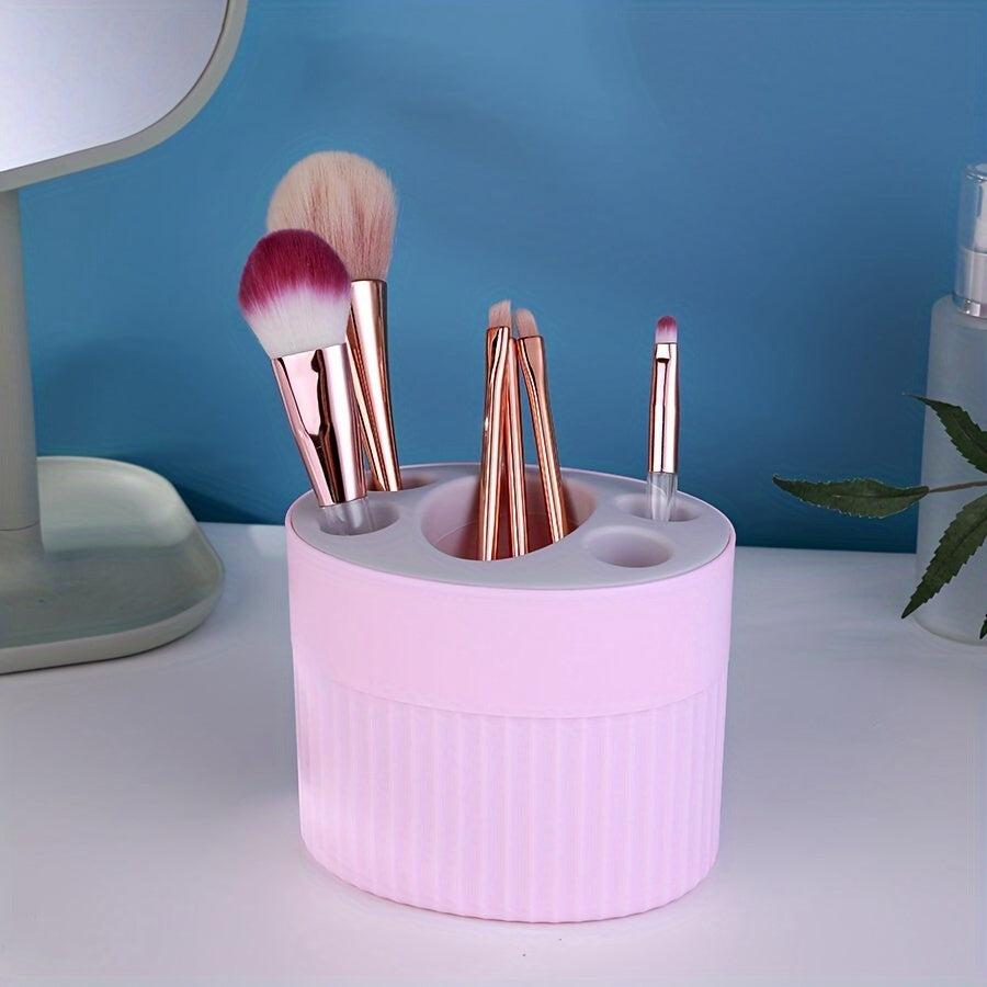 Toothbrush holder for household use, made of plastic. Can also be used as a storage box or organizer for toothbrushes and toothpaste in the bathroom.