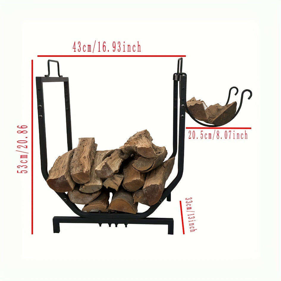 Sturdy Metal Firewood Rack - Compact Wood Storage Solution for Household, Workspace, and College Living