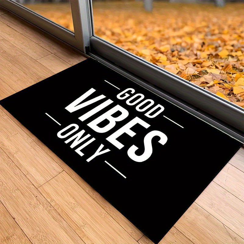 Welcome only positive energy with this Good Vibes Only doormat! This non-slip, machine washable polyester mat is perfect for both indoor and outdoor use in your bedroom, hallway, patio, or any room in your house. It also makes a great housewarming gift