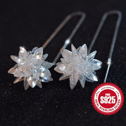 This S925 Silver Long Tassel Ice Flower Ear Thread is both elegant and stylish, perfect for ladies looking for a versatile fashion accessory. Ideal for weddings, graduations, and everyday wear, this lightweight piece weighs only 4g and is hypoallergenic.