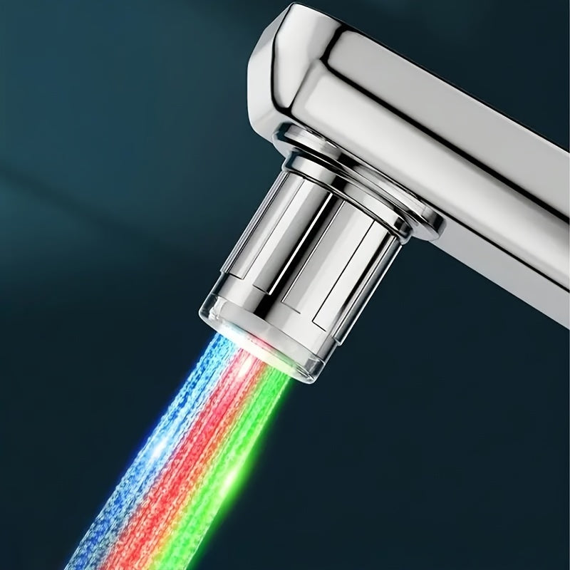 LED Faucet Aerator with 7-Color Temperature Control, 2.36cm Adapter, Water Flow Color Changing Nozzle, Hydroelectric Powered - Ideal for Holiday Gifts