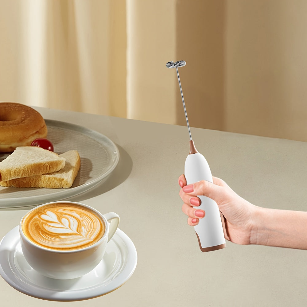 Compact and high-powered electric milk frother for on-the-go use. Operated by batteries, this stainless steel beverage mixer is perfect for creating frothy drinks such as coffee. (AA Batteries not included)