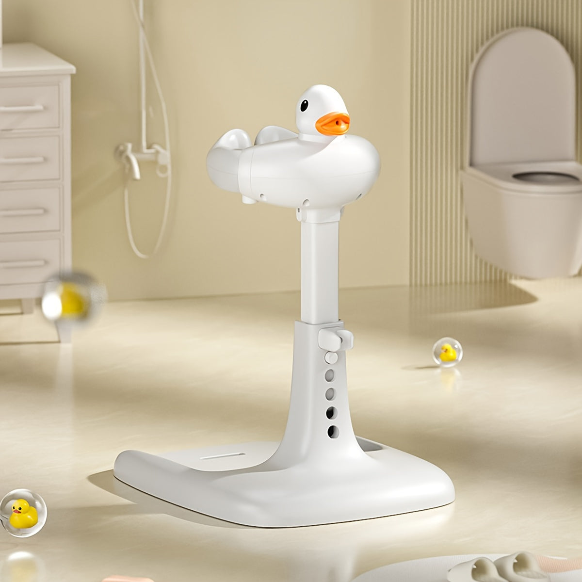 Sturdy Bath Stand with Duck Design, Anti-Slip Base, and Adjustable Height - Made of PP Material for Ages 3 to 6 - Safe and Convenient Bathtime Solution for Children