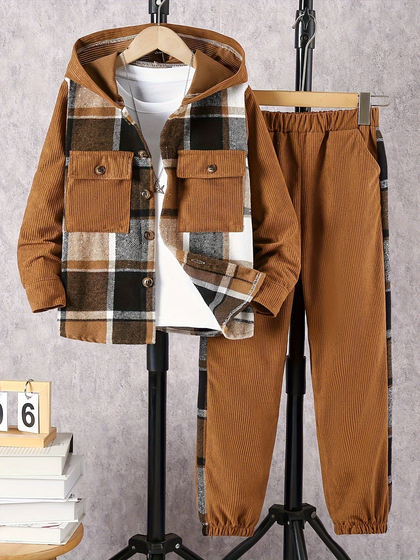 Boys' Plaid Hooded Suit