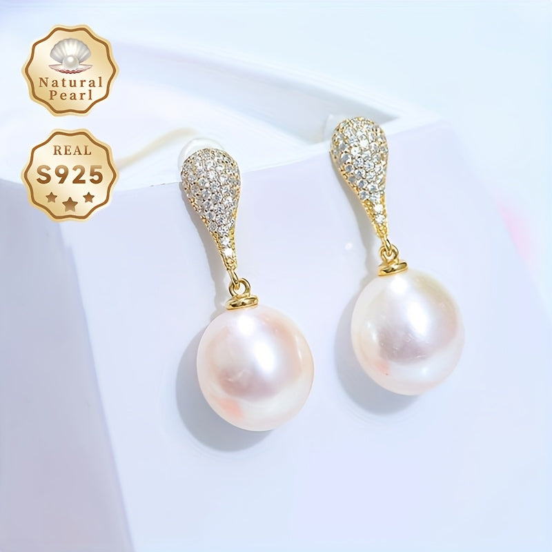 Elevate your style with the MUFAN Elegant Freshwater Pearl Drop Earrings. These stunning earrings feature 11-12mm lustrous teardrop-shaped pearls, set on S925 sterling silver hooks for a touch of vintage charm. The June birthstone makes them a perfect