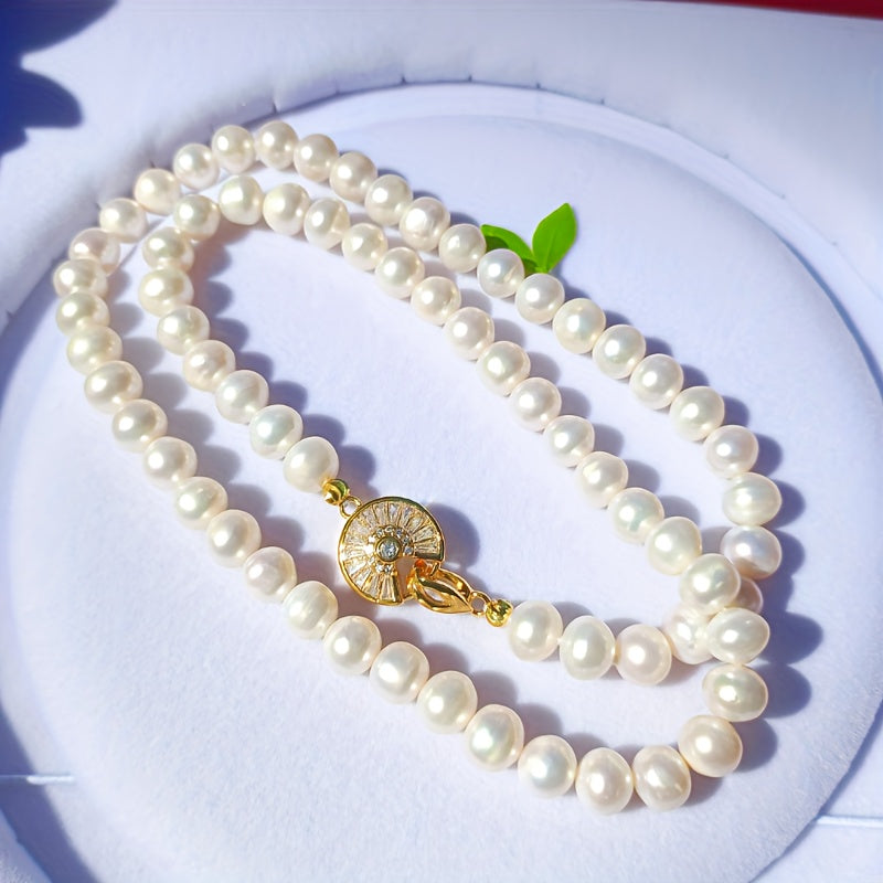 ZAYCAN Freshwater Pearl Necklace - Ideal for Celebrating Birthdays, Weddings, and Anniversaries | Genuine Pearls Featuring Distinct Growth Patterns