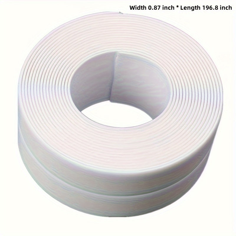 Waterproof caulk tape for bathroom and toilet, self-adhesive strip for bathtub, sink, and wall edge protection, white PVC.