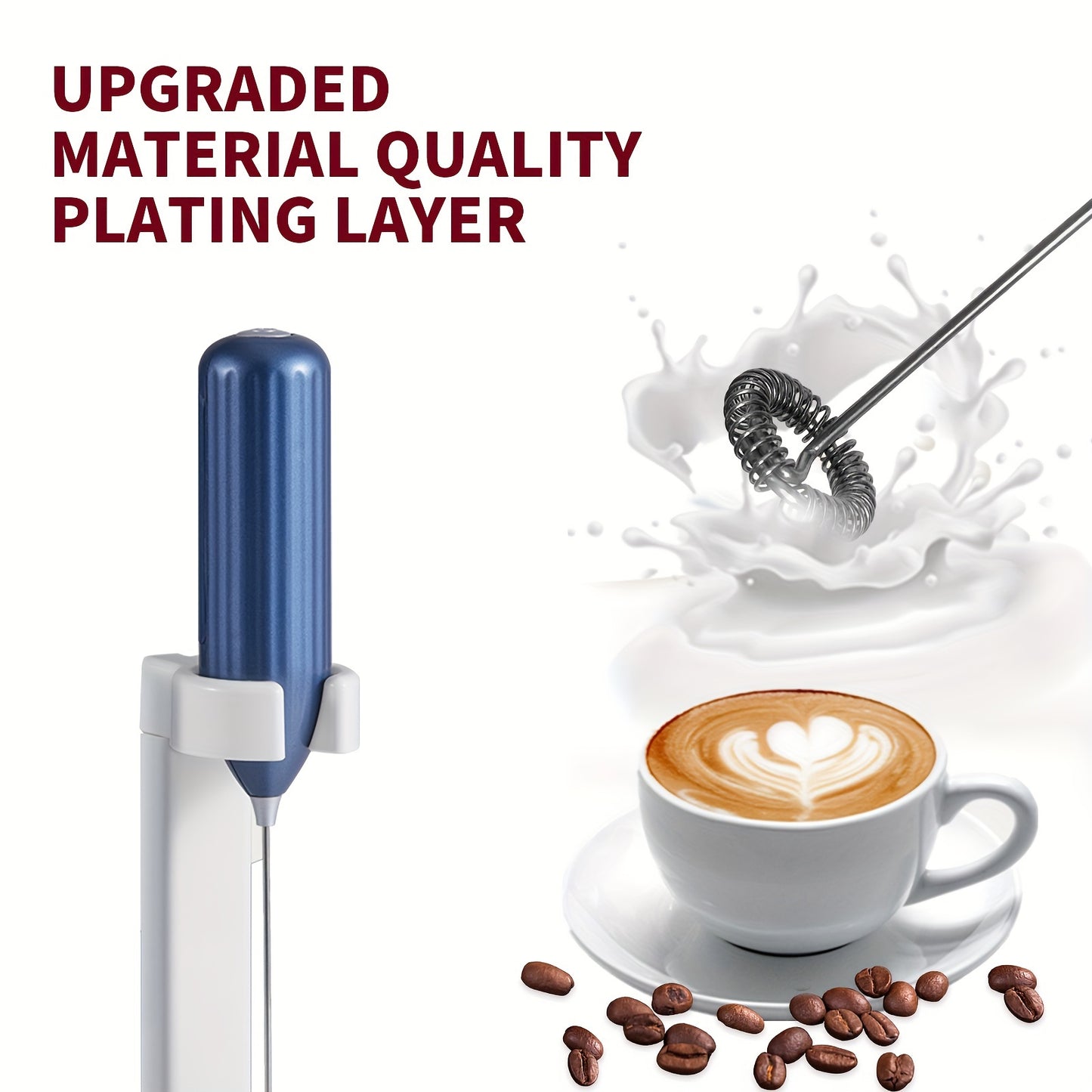 Lalayuan Handheld Electric Milk Frother is made of stainless steel and battery-operated. Perfect for creating foam for coffee, latte, cappuccino, and chocolate. Note: Batteries not included.