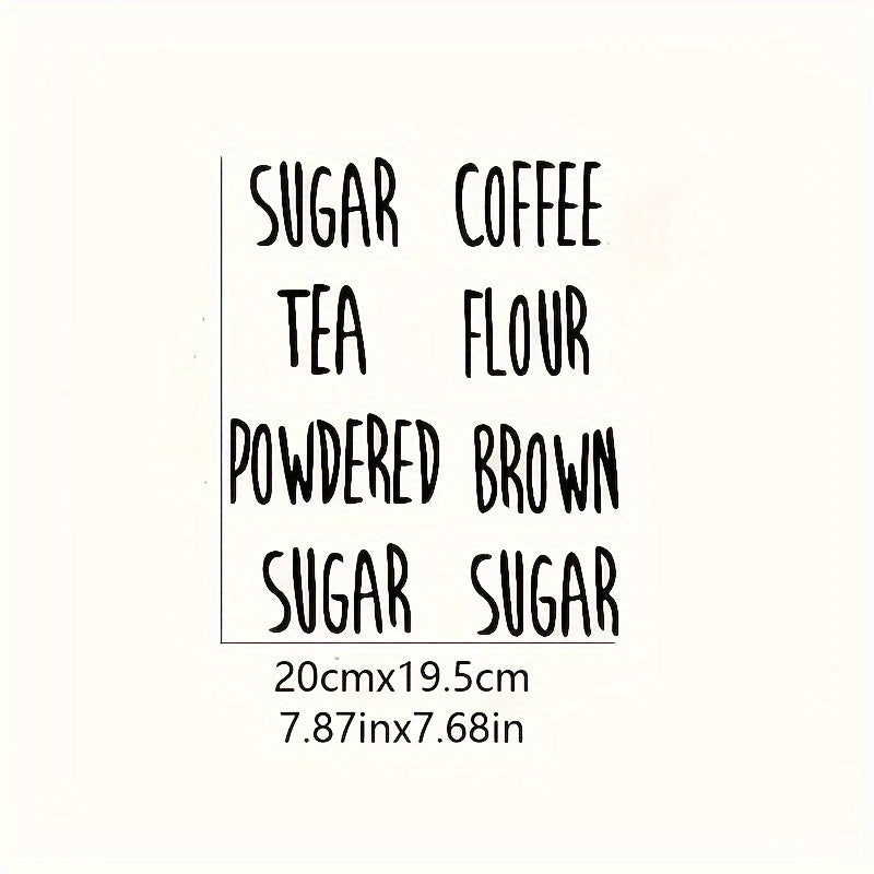 Set of 4 brown cup stickers for labeling sugar, coffee, tea, and powder in the kitchen. Made of vinyl decals for walls.