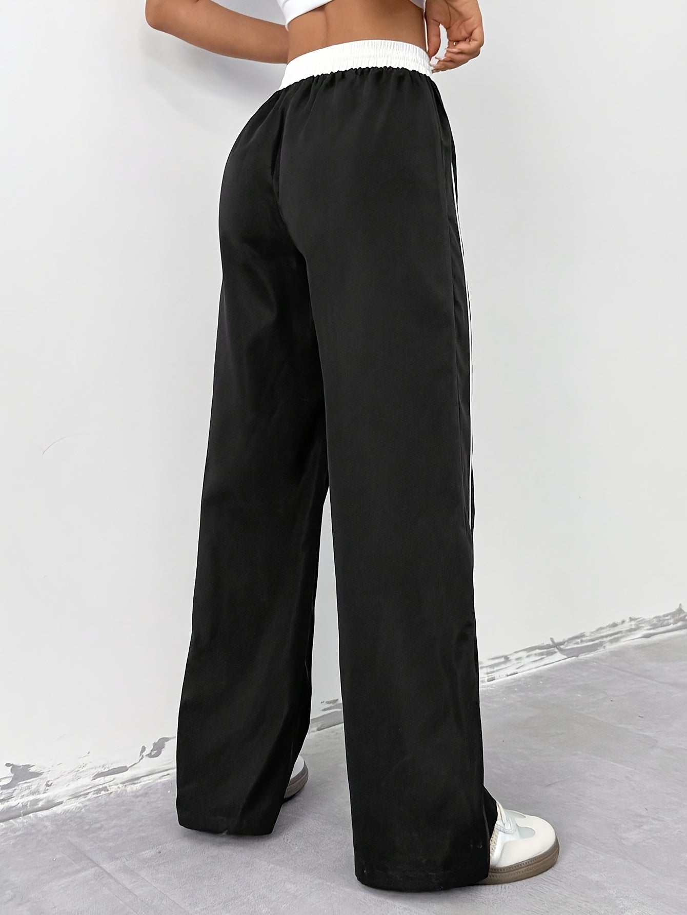 Tom Directional Women's Colorblock Drawstring Waist Wide Leg Pants