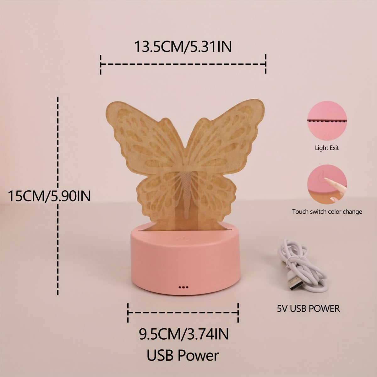 1 LED lamp with 3D butterfly night light, ideal for bedroom, home, desktop, Christmas decor, fancy lighting, and birthday gift.