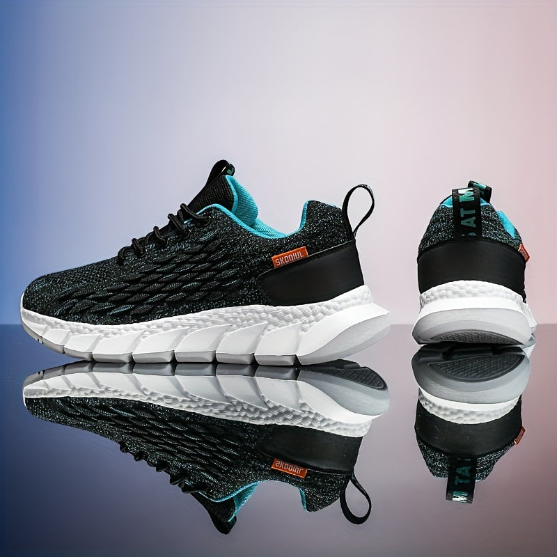 Breathable lace-up sneakers with shock-absorbing feature for men's running.