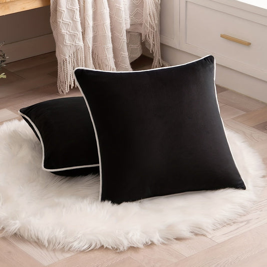 Black square and rectangle pillowcase made of one piece of solid color fabric, a simple and fashionable addition to your living room or bedroom sofa. A must-have home essential.