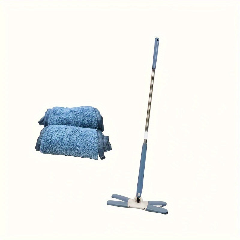 One Butterfly Shaped Mop with 1 Microfiber Pad and 2 Reusable Mop Cloths, 360° Flat Mop for Wet and Dry Cleaning in Hotel/Commercial Settings.