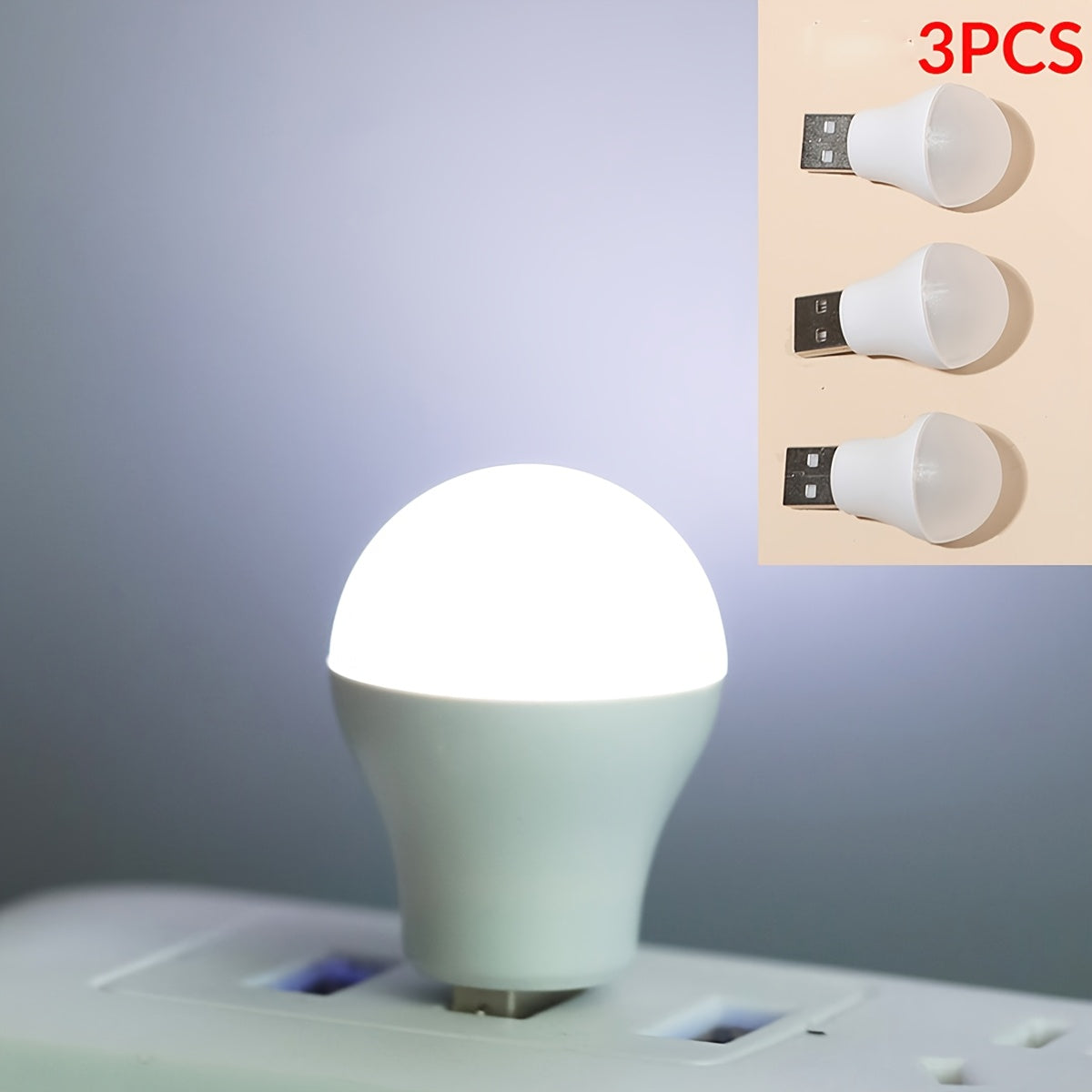 Mini USB power Night Light with Warm and White light for eye protection while reading, portable LED Night Lamp with auxiliary lighting. Available in 2/3/5/8/10pcs.