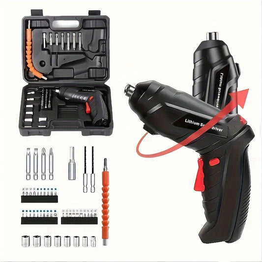 48pcs Cordless Electric Screwdriver Kit - Ergonomic, USB Rechargeable, Steel, Handheld Drill with Lithium Battery, for DIY Projects/Home Repair, Suitable for Everyone.