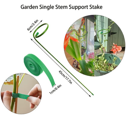 5/10 Metal garden plant stakes for single-stemmed flower support hoops, ideal for amaryllis, orchids, lilies, roses, and peonies.