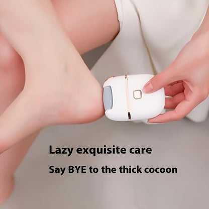 1 Rechargeable Electric Foot Grinder with 3 replaceable heads for smooth exfoliation, USB charging, portable, and easy to use for cracked and dry skin care.