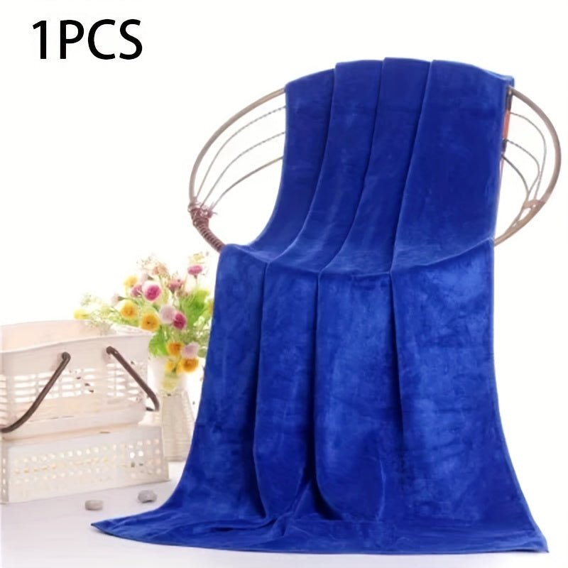 Large luxury bath towel, 100x200cm, microfiber, high absorbency, modern style, hand wash only, home & spa essential, knitted fabric, 300g/m².