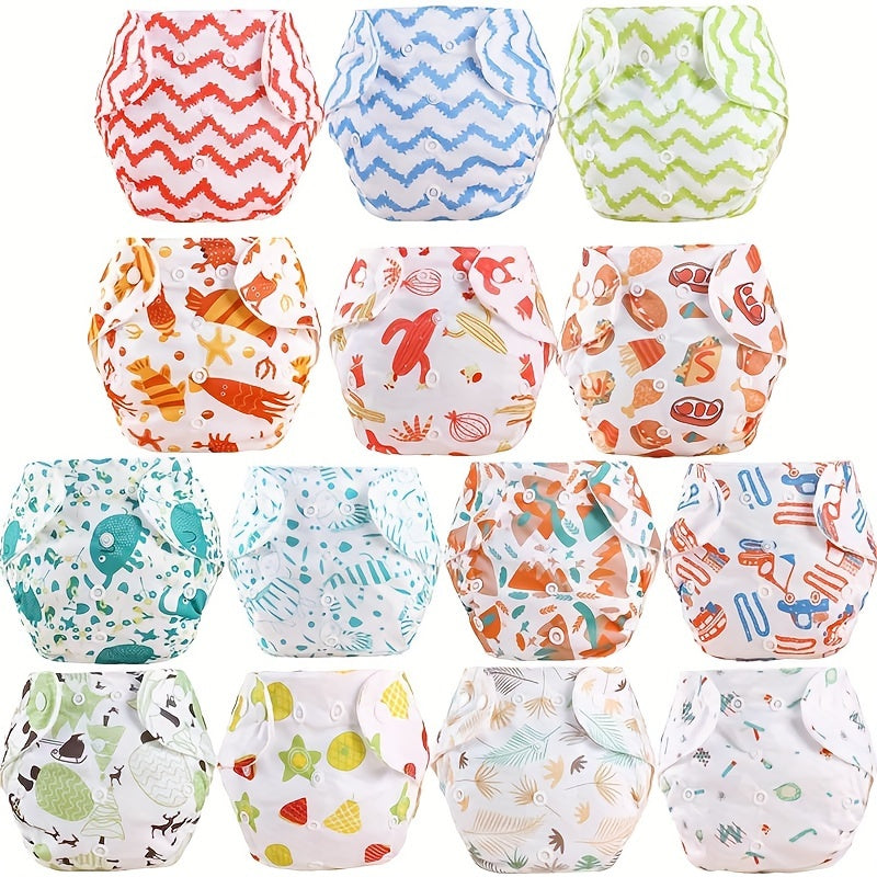 3-Pack of Baby and Toddler Training Pants - Waterproof Cotton Diaper Covers featuring Snaps, Printed Adjustable Cloth Diapers suitable for Newborns up to 3 Years Old, Absorbent and Reusable Nappy Pants