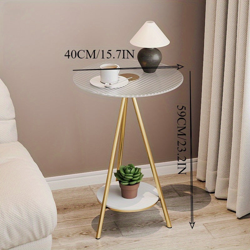 Modern tempered glass side table with metal frame, sleek design for indoor/outdoor use, with options for black/white/golden legs. Ideal for living room or bedroom as a bedside nightstand.