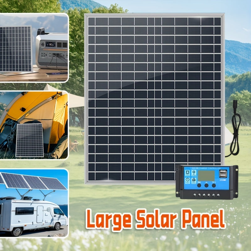 20W DC Solar Panel Kit with Variable Output and USB Port - Ideal for Outdoor Power, Car Charging.