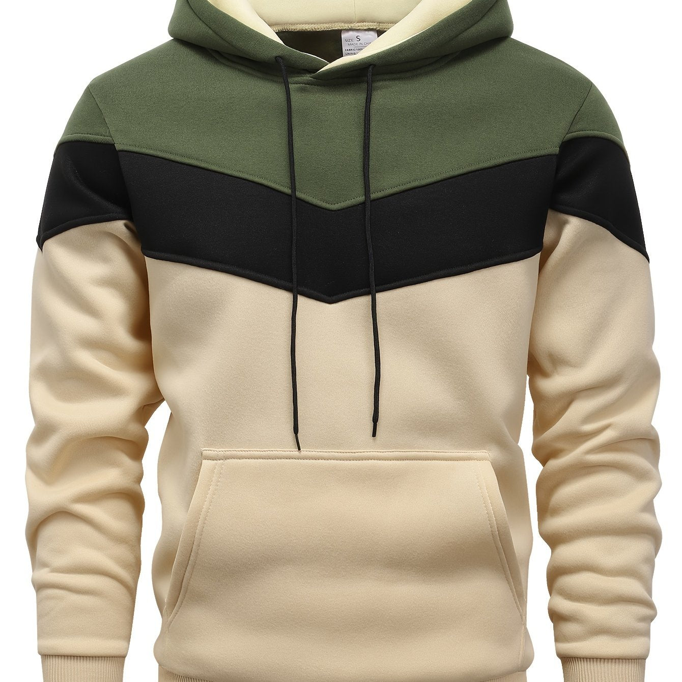 Men's Color Block Hoodie with Kangaroo Pocket - Perfect Streetwear Gift for Winter and Fall