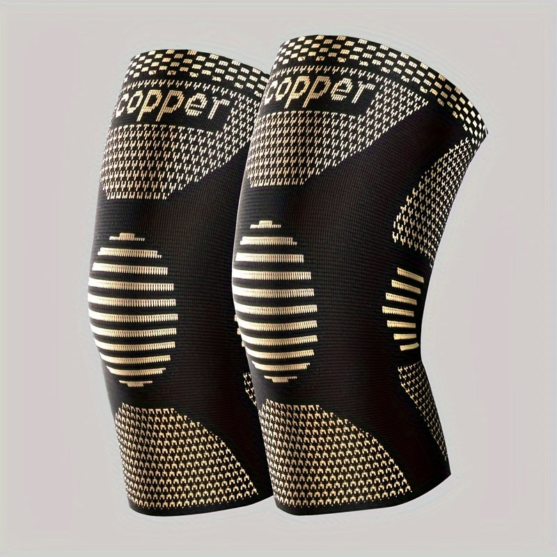 Set of 2 Copper Knee Pads - Unisex Compression Sleeves for outdoor activities and sports, perfect gift, suitable for night-time use.