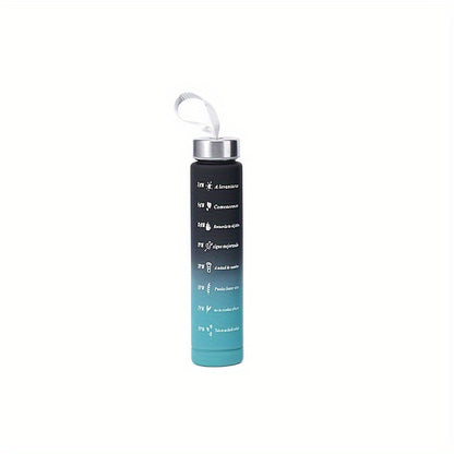 Set of three gradient sports water bottles with time markers, straws, and leak-proof design made of BPA-free PC material. Perfect for various activities and gifting occasions.