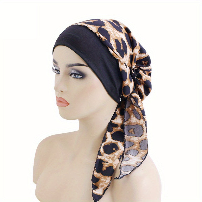 Paisley Print Turban Cap with Lace-Up Detail for Chemo Patients