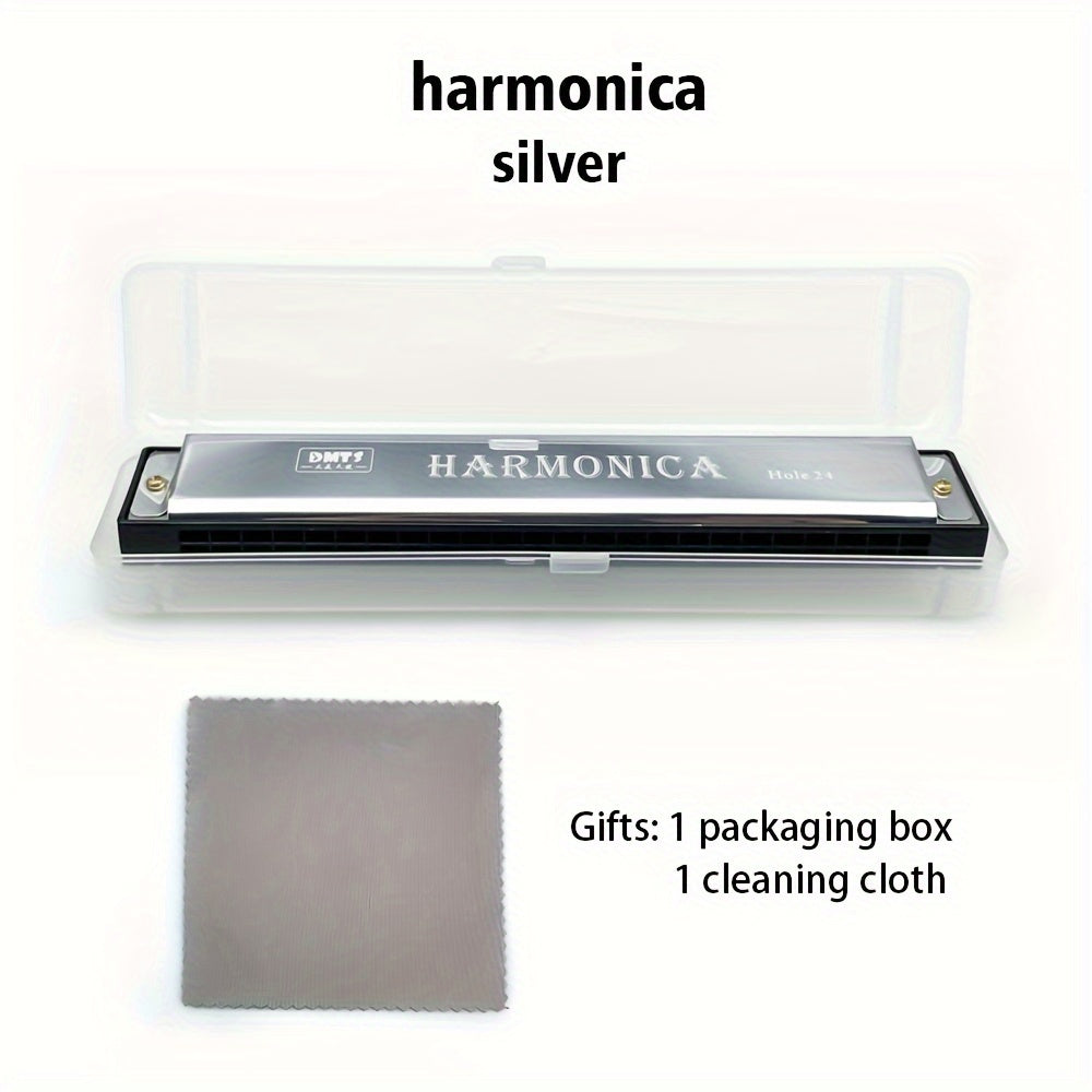 24-hole Metal Harmonica for Adults to Learn and Play