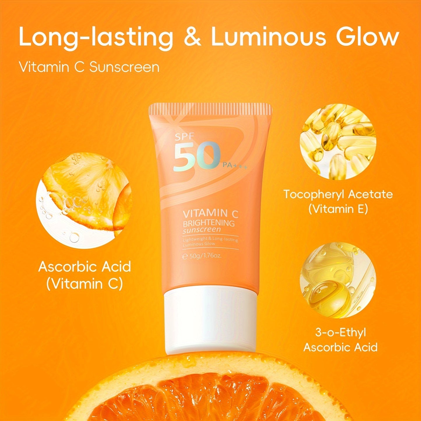 LAIKOU Vitamin C Sunscreen: Waterproof, long-lasting sun protection with Vitamin E and Niacinamide for even skin tone. Hypoallergenic, suitable for all skin types. Face and body sun cream