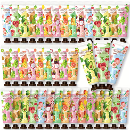 42pcs Plant Fruits Hand Cream Gift Set deeply moisturizes and nourishes dry, cracked hands. Travel size for daily care in fall and winter, non-greasy.