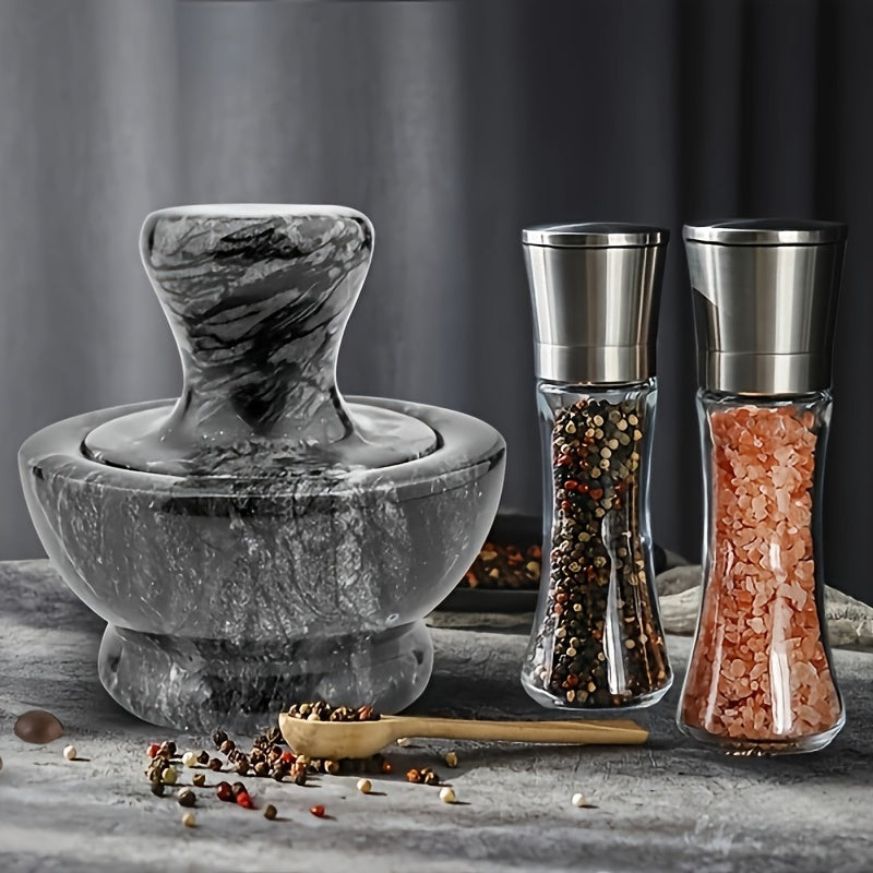 Premium Marble Mortar and Pestle Set for Easy Grinding of Spices, Garlic, Pepper, and Pills in the Kitchen