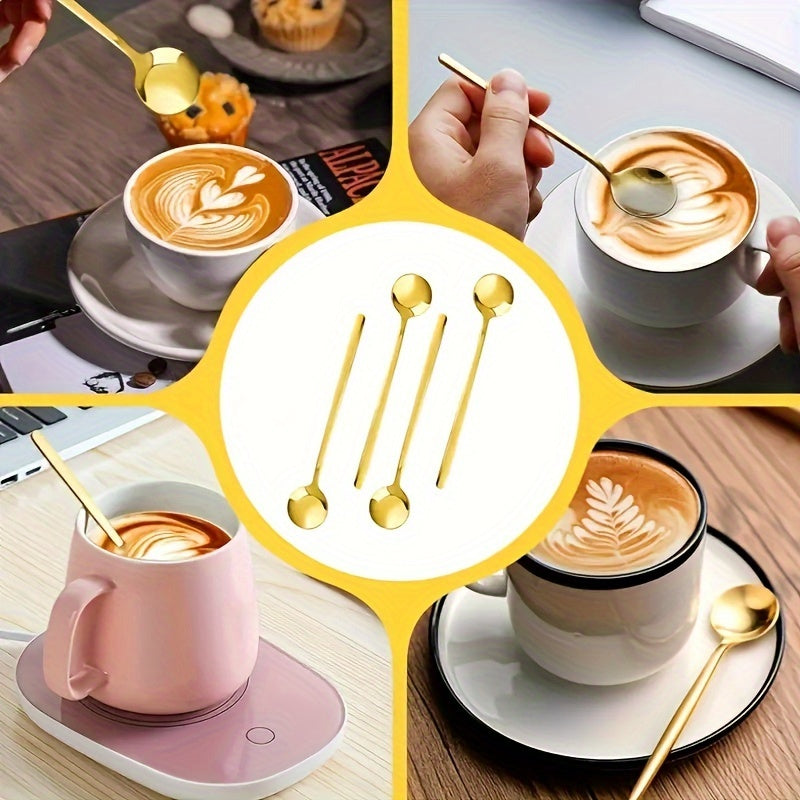 Gold-Tone Coffee Stirring Spoons - Ideal for Serving Desserts and Fruits