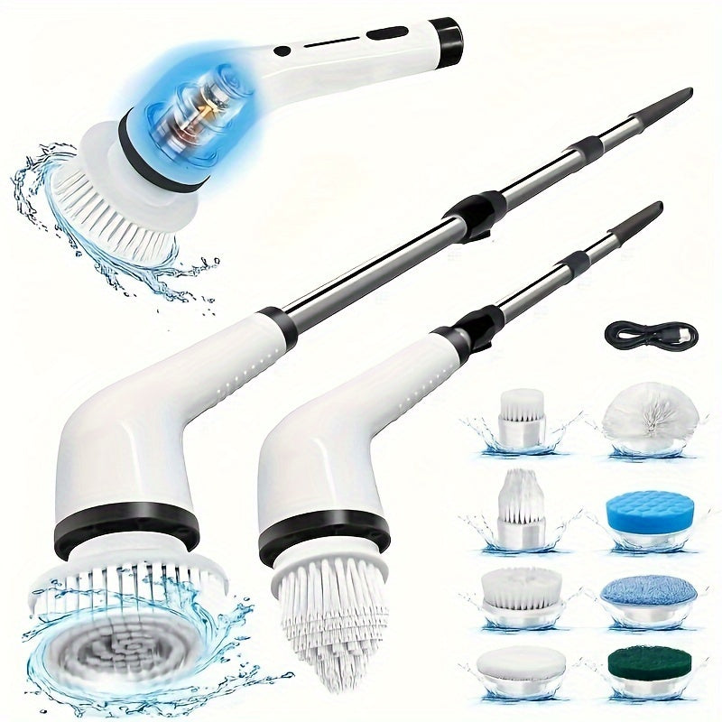 Get ready to revolutionize your cleaning routine with the Electric Spin Scrubber Set! This power cordless electric cleaning brush comes with 8 replaceable brush heads and an adjustable long handle for maximum reach. Perfect for tackling tough grime in