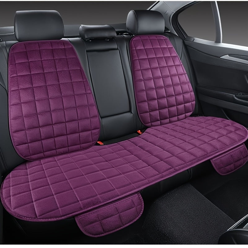 Velvet plush car seat covers with breathable protective pads for universal car interior.