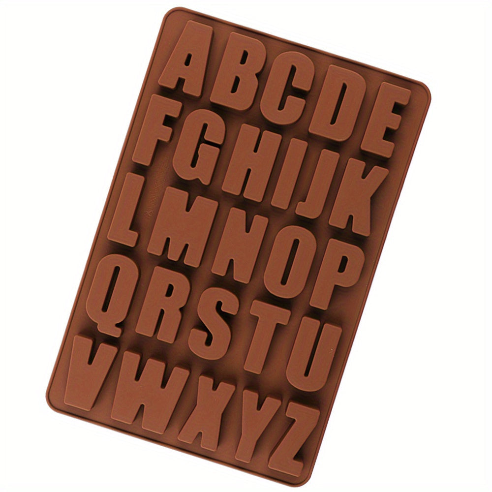 Silicone Mold Set with Large Alphabet Letters - Perfect for Crayons, Chocolate, Biscuits, Ice Cubes, Drop Glue, Handmade Soaps, and Cake Decorating. Ideal for Baking and DIY Projects.