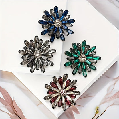 Stylish Sunflower Brooch Pins with Rhinestone Detail, Made from High-Quality Alloy Material - Chic Fashion Accessories for Women's Suits, Sweaters, and Coats