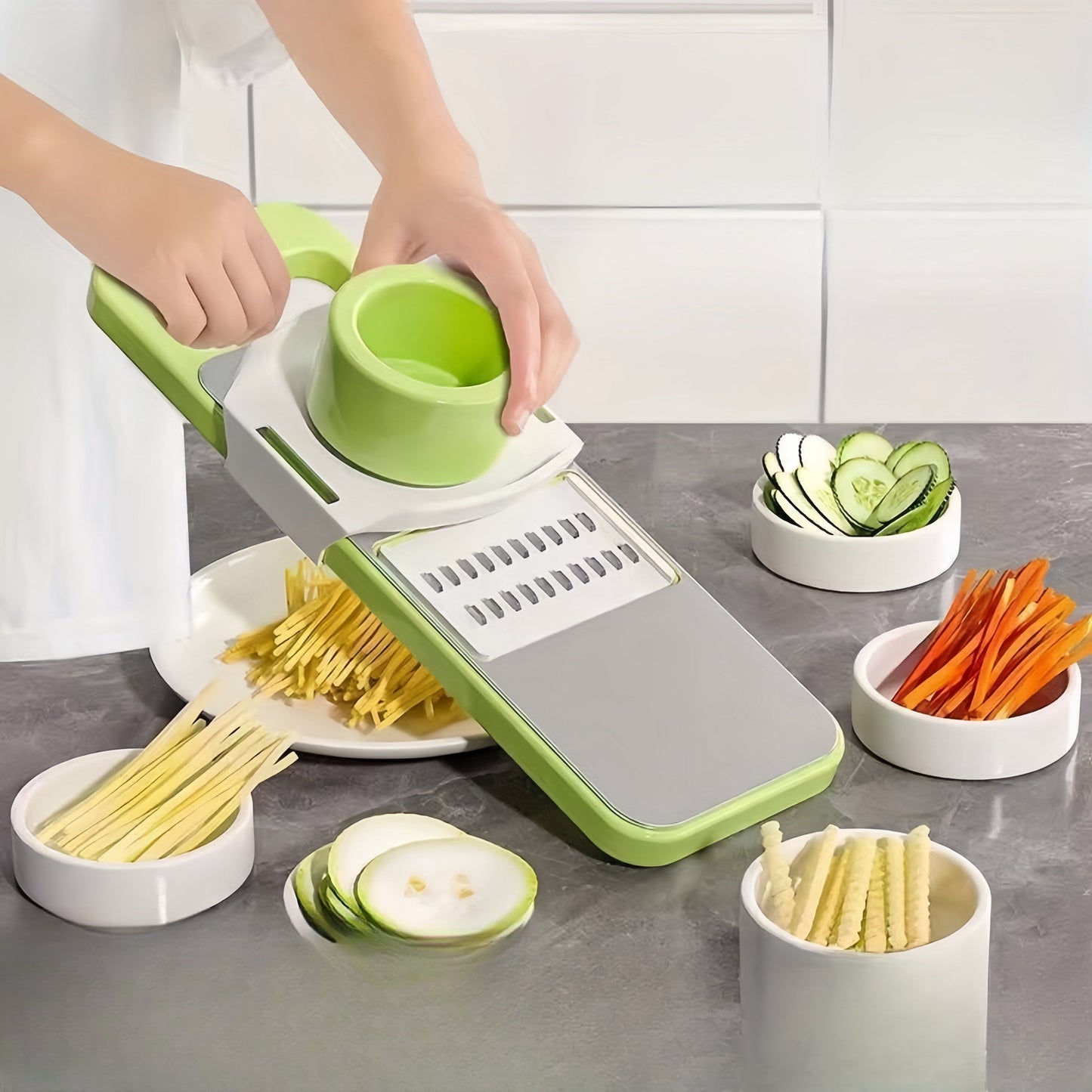 Multi-functional Stainless Steel Kitchen Tool - Handheld Grater, Shredder, Slicer & Julienne Peeler for Cutting Fruits and Vegetables